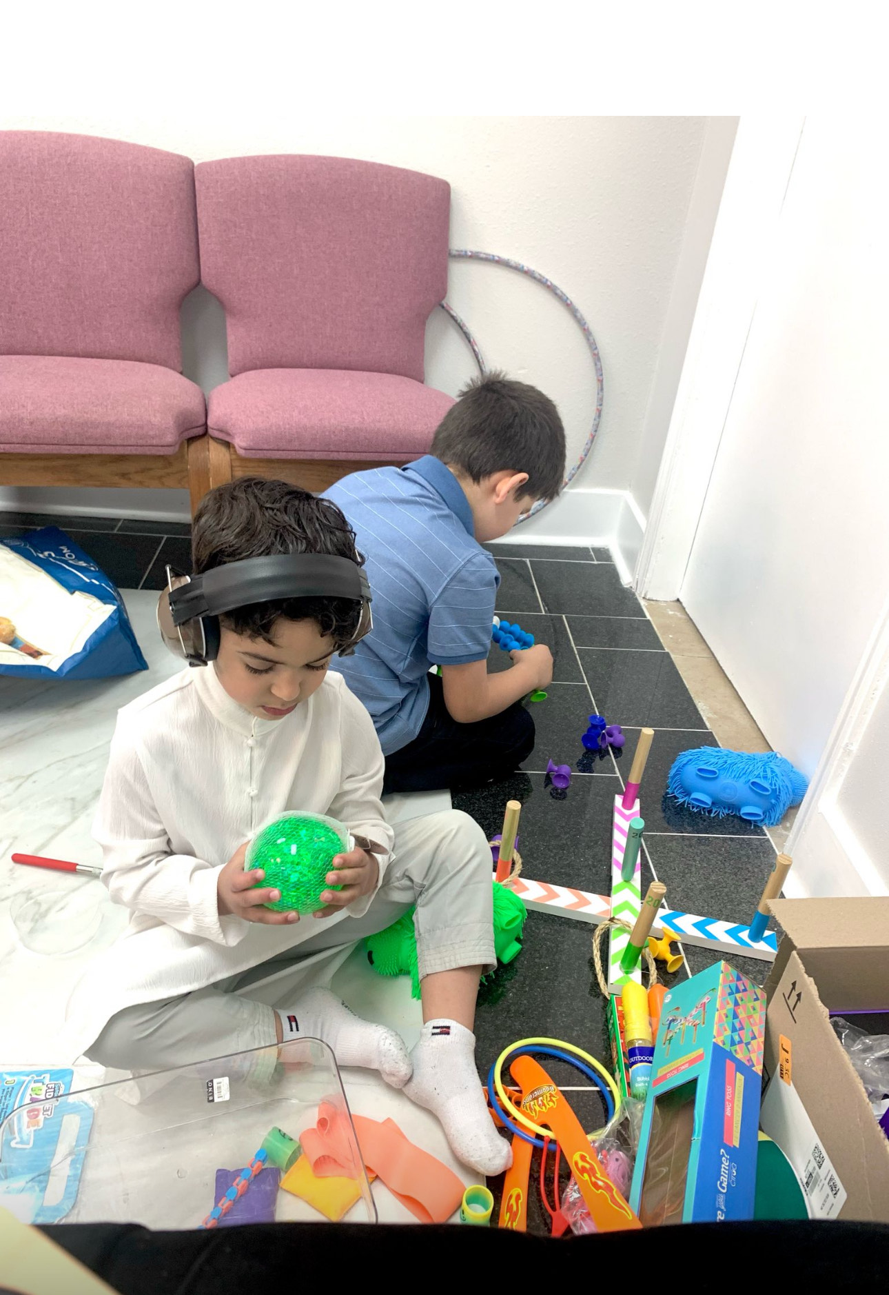 During the larger community Eid prayer, we provide families with sensory items and a designated space, allowing everyone to participate fully in the Eid prayers alongside family, friends, and the wider community.